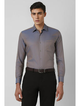 Van Heusen - Men Grey Regular Fit Print Full Sleeves Formal Shirt