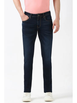 Peter England - Men Navy Blue Dark Wash Low Skinny Fit Jeans