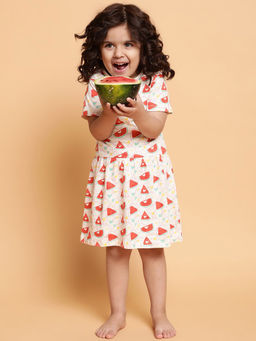 Mi Arcus - Watermelon Print Baby Girl Headband with Dress (Set of 2)