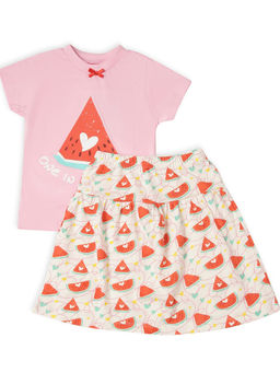 Mi Arcus - Baby Girl Skirt & T-Shirt with Watermelon Print (Set of 2)