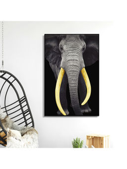 HomeTown - Simon Elephant Tusk Glossy Mdf Print Painting, Black And White 60X90Cm
