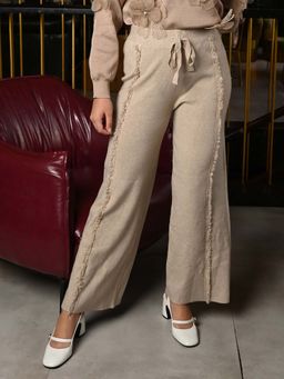 Odette - Beige Jersey Solid Pant