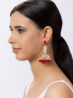 Niscka - 24K Gold Plated Pearl & Kundan Pink Stylish Maang Tikka