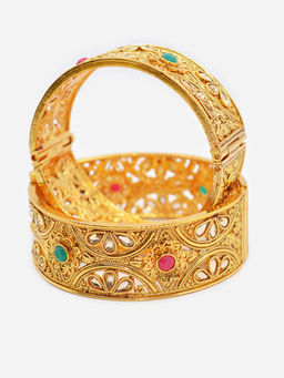 Niscka - Purple Stone Gold Plated Long Earring with Pearl