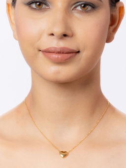 Niscka - Gold Plated Heart Shape Pendant Chain Necklace