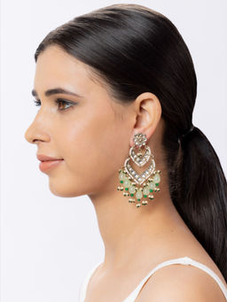 Niscka - Pearl & Kundan Meenakari Chandbali Earring