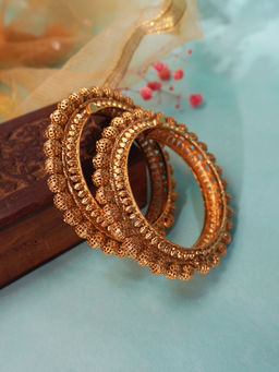 Niscka - Gold Plated Classic Openable Gold Bangles (Pack Of 2) (2.4)