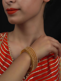 Niscka - 24K Gold Plated Designer Pearl Bangle (2.8)