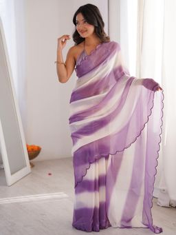 Akhilam - Lavender Ombre Saree with Unstitched Blouse