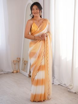 Akhilam - Mustard Ombre Saree with Unstitched Blouse