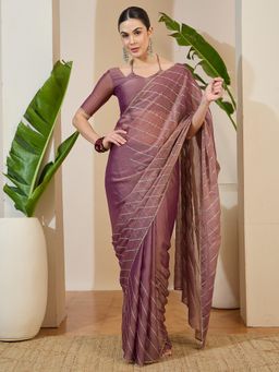 Akhilam - Mauve Embellished Saree with Unstitched Blouse