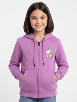 Kuchipoo - Girls Purple Fleece Graphic Hoodie