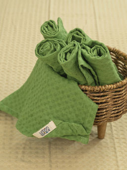 Urban Space - Green Cotton Waffle Multi-Purpose Kitchen Napkins (Pack of 6)