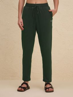 Nykd by Nykaa - Cotton Relaxed Travel Pants with Secure Zip Pockets, Olive - NYAT502