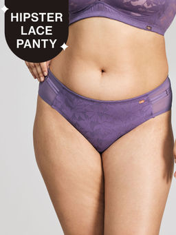 Nykd by Nykaa - Seamless Lace Hipster Panty with Cotton Gusset, Grape & Peach - NYP398
