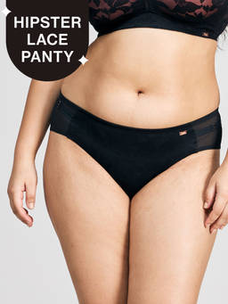 Nykd by Nykaa - Seamless Lace Hipster Panty with Cotton Gusset, Black - NYP398