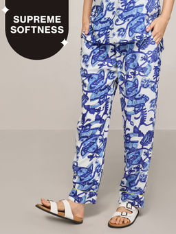 Nykd by Nykaa - Breezy Rayon Pyjama With Elasticated Waist & Pockets, Blue - NYS142