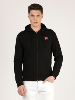 Wrangler - Men Solid Black Hoodie (Regular)