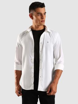 Tommy Hilfiger - Solid Slim Fit Cotton White Casual Shirt
