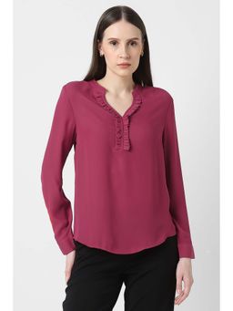 Van Heusen - Women Pink Solid Formal Slit Neck Top