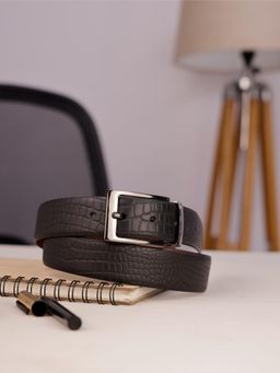 Aditi Wasan - Mens Genuine Leather Black & Brown Croco Reversible Belt