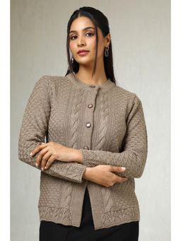 Soch - Womens Earth Acrylic Woven Design Cardigan