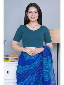 MLADA - Women V-Neck Slim Fit Short Sleeves Cotton Stitched Blouse