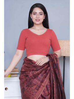 MLADA - Women V-Neck Slim Fit Short Sleeves Cotton Stitched Blouse