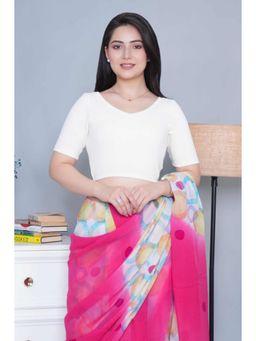 MLADA - Women V-Neck Slim Fit Short Sleeves Cotton Stitched Blouse
