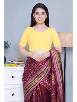 MLADA - Women V-Neck Slim Fit Short Sleeves Cotton Stitched Blouse
