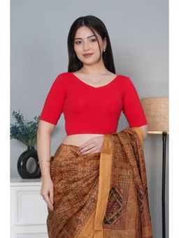 MLADA - Women V-Neck Slim Fit Short Sleeves Cotton Stitched Blouse