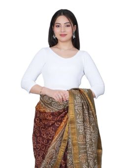 MLADA - Women Solid V-Neck Slim Fit Cotton Stitched Blouse