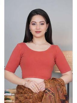 MLADA - Women Stretchable Round Neck Slim Fit Half Sleeves Solid Stitched Blouse Top