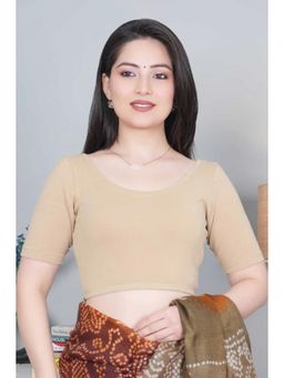 MLADA - Women Stretchable Round Neck Slim Fit Half Sleeves Solid Stitched Blouse Top