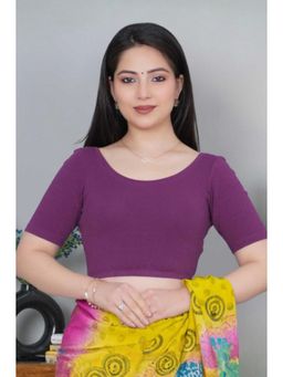 MLADA - Women Stretchable Round Neck Slim Fit Half Sleeves Solid Stitched Blouse Top