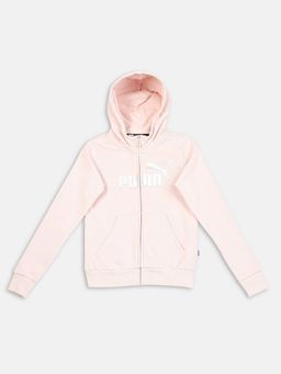 Puma - Ess+ Logo Full-zip Girls Pink Hoodie