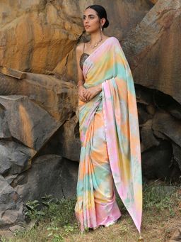 Swtantra - Splash Of Colour Saree With Hand Made Pendants