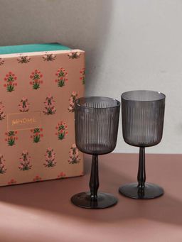 Fabindia - Grey Glass Goblet (Pack of 2)