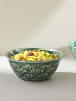 Fabindia - Green Ceramic Serving Bowl