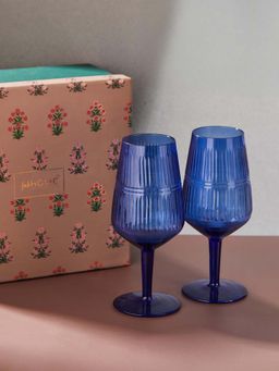 Fabindia - Blue Glass Goblet (Pack of 2)