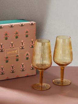 Fabindia - Mustard Glass Goblet (Pack of 2)