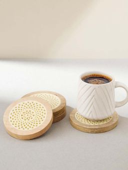 Fabindia - Brown Wood Coasters (Pack of 4)