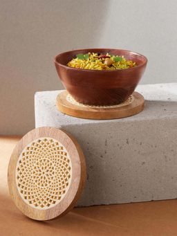 Fabindia - Brown Wood Trivet (Pack of 2)