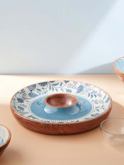 Fabindia - Blue Wood Chip N Dip Set