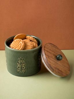 Fabindia - Green Ahilya Ceramic Jar