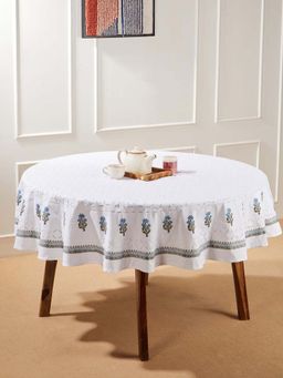 Fabindia - White Sangam Embroidered Printed Cotton Table Cover
