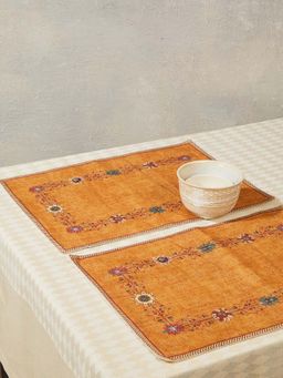 Fabindia - Yellow Zahara Cotton Printed Placemat (Pack of 6)
