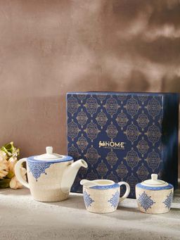 Fabindia - Blue Gulmohar Ceramic Teapot Set