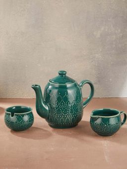 Fabindia - Teal Nafisa Ceramic Teapot Set