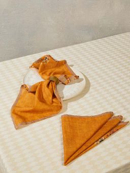 Fabindia - Yellow Zahara Cotton Printed Napkin (Pack of 6)